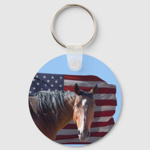 Chaveiro Cavalo Quarter Americano e Bandeira - Patriótico
