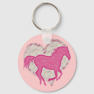 Chaveiro Cavalo Rosa e Coração