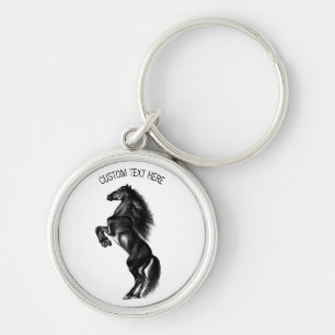 Chaveiro Cavalo selvagem preto-e-fundo - Desenho preto e br