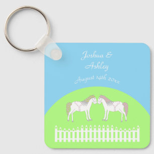 Chaveiro Cavalos Brancos de Casamento Personalizados