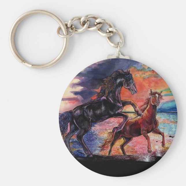 Chaveiro Cavalos de Aquarelas do Céu Sem Fim (Frente)