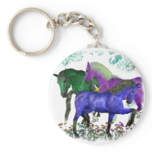 Cavalos de cor fantasma em design gráfico de flore