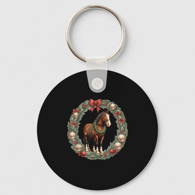 Chaveiro Cavalos de Natal Clydesdale &amp; Uma Rua de Natal (Frente)