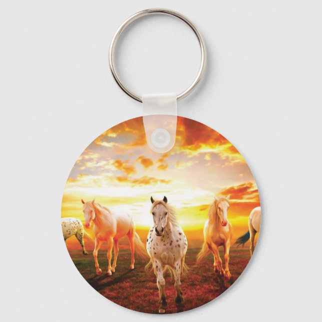 Chaveiro Cavalos no travesseiro decorativo solar (Frente)