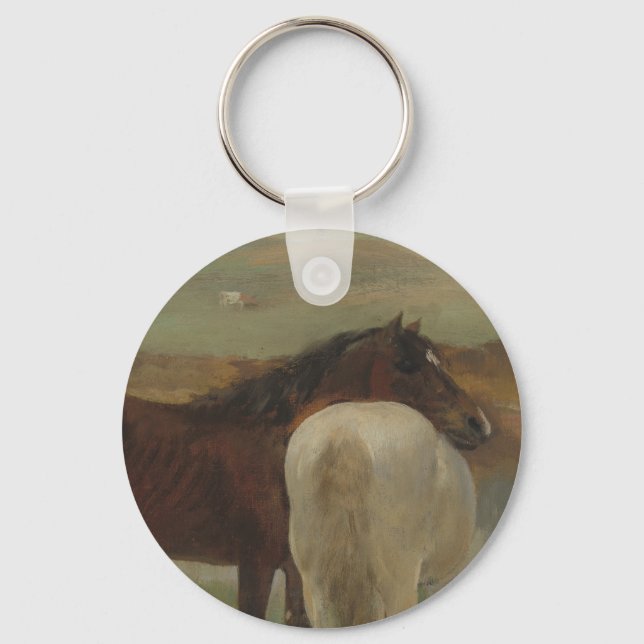 Chaveiro Cavalos num Prado, Pintura a Petróleo, Edgar Degas (Frente)