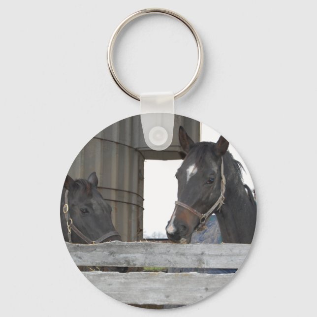Chaveiro Cavalos Pretos/Ranhura (Frente)