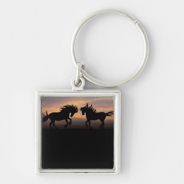 Chaveiro Cavalos selvagens Silhouette (Frente)