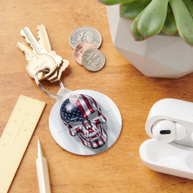 Chaveiro Caveira 3D com Pele de Sinalizador Americano (Mesa)