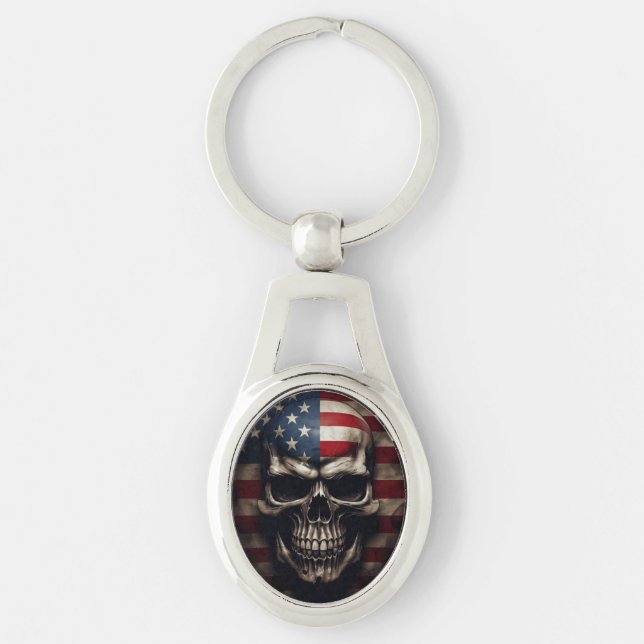 Chaveiro Caveira da Bandeira Americana  (Frente)