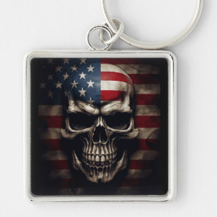 Chaveiro Caveira da Bandeira Americana 