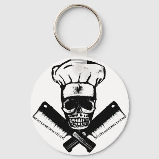 Chaveiro Caveira de Chef (B&W)