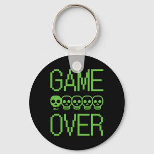 Chaveiro Caveira de Game Over de Jogo de Vídeo Retro Pixel 