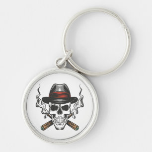 Chaveiro Caveira de gângster com chapéu fedora