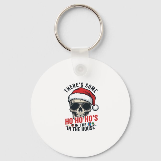 Chaveiro Caveira de Natal Ho Ho Ho Humor Design (Frente)