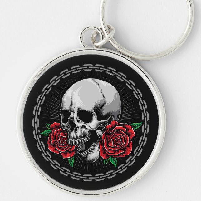 Chaveiro Caveira e Rosas (Frente)