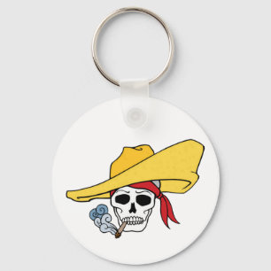 Chaveiro Caveira Fumante de Halloween com Bandana Cartoon