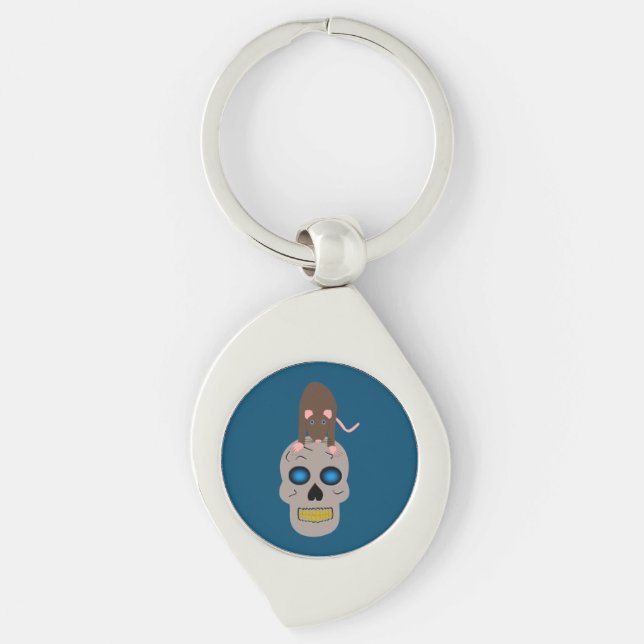 Chaveiro Caveira Gótica e Halloween Rato (Frente)