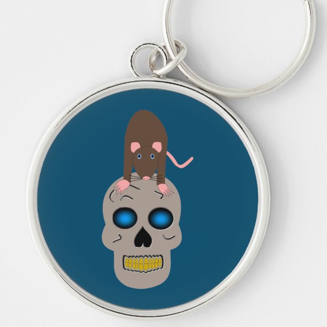 Chaveiro Caveira Gótica e Halloween Rato (Frente)