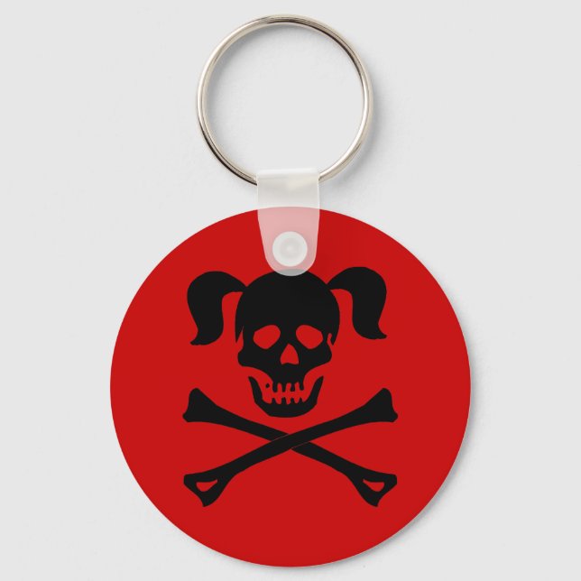 Chaveiro Caveira Negra e Crossbones Com Coágulos (Frente)