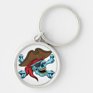 Chaveiro Caveira Pirata e Crossbones