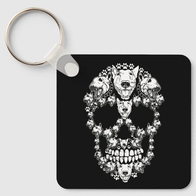 Chaveiro Caveira Touro Terrier Skeleton Halloween Costume S (Frente)