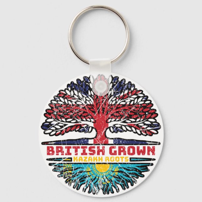 Chaveiro Cazaquistão Kazakh British Tree Roots Flag (Frente)