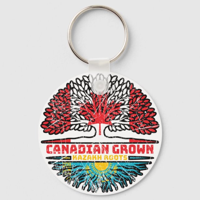 Chaveiro Cazaquistão Kazakh Canada Tree Roots Flag (Frente)