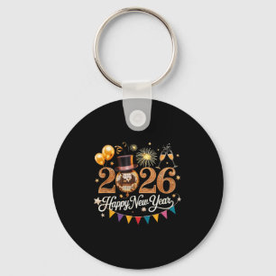 Chaveiro Celebração de Ano Novo 2026 Bola de Discoteca Dour