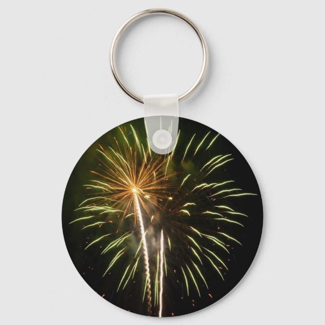 Chaveiro Celebração de Feriado com Fogos de Artifício Verde (Frente)