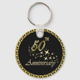 Chaveiro Celebração do 50º Aniversário Dourado e negro