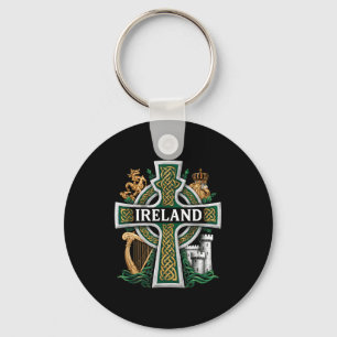 Chaveiro Celebração do Dia de São Patrício Irlanda Cruz Cél