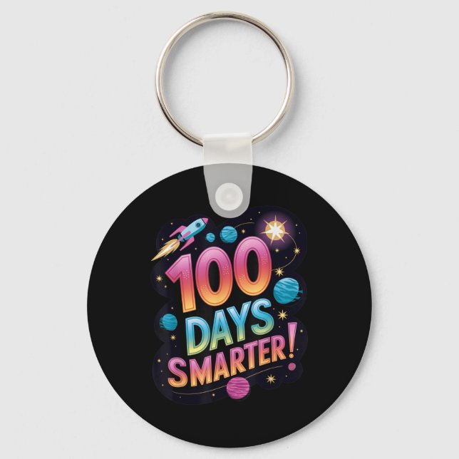 Chaveiro Celebração Escolar Espacial 100 Dias Mais Intelige (Frente)
