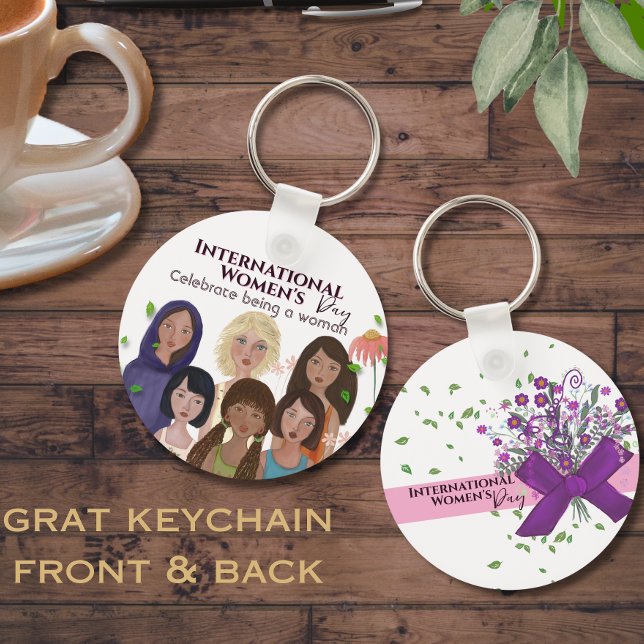 Chaveiro Celebrar Retratos do Dia da Mulher (Celebrate Women's Day Portraits Keychain)