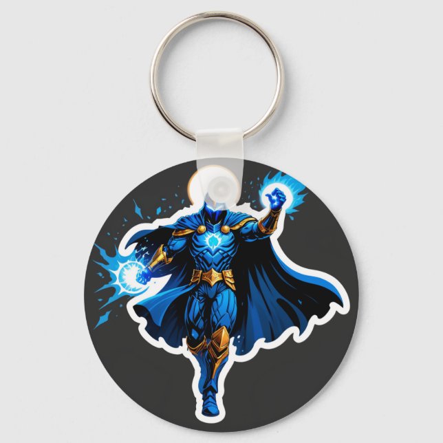 Chaveiro Celestial Arc Knight – Blue Energy Ascension (Frente)