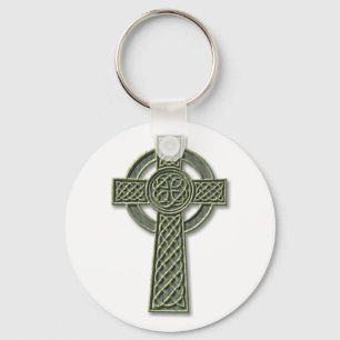 Chaveiro Celtic Cross - Green Stone