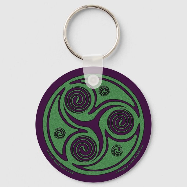 Chaveiro Celtic Spiral, design Triskelion nº 1 (Frente)