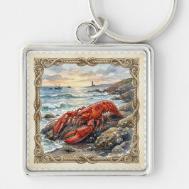 CHAVEIRO CENA ANTIGA DE LAGOSTA EM UMA PRAIA ROCHOSA