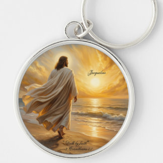 Chaveiro Cena Costeira Cristo Caminhando ao Longo da Costa
