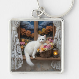 Chaveiro Cena da Janela Noturna Cozy