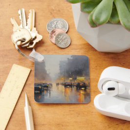 Chaveiro Cena de Chuva da Noite Urbana