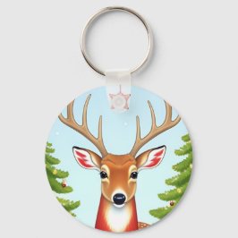 Chaveiro Cena de Deer na Wonderland de inverno