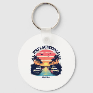 Chaveiro Cena de embarcação ao pôr do sol em Fort Lauderdal