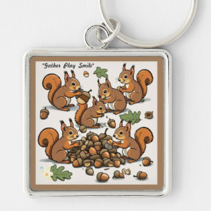 Chaveiro "Cena de Esquilo de outono alegre"