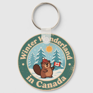 Chaveiro Cena de Inverno Canadense Vintage