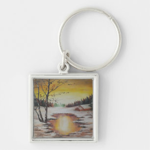 Chaveiro Cena de inverno da Pintura de Ann Hayes