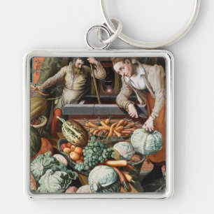 Chaveiro "Cena de Mercado" cadeias-chave de arte de vintage