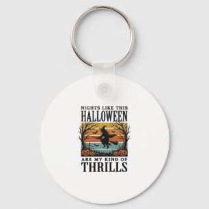 Chaveiro Cena de Terror de Bruxa Vintage no Halloween Gravu