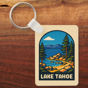 Chaveiro Cenário do Lago Viagens vintage Tahoe California
