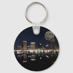 Chaveiro Centro Baltimore Maryland Night Skyline Moon