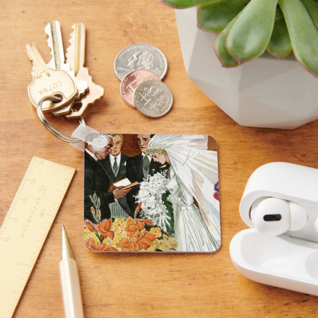Chaveiro Cerimônia de Casamento Antigo, Noivos Recém-casado (Mesa)